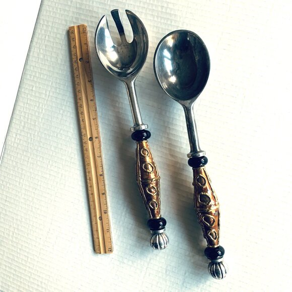 Serving Pieces for Food Salad Highly Decorative Bass Handles 12" - Picture 6 of 9